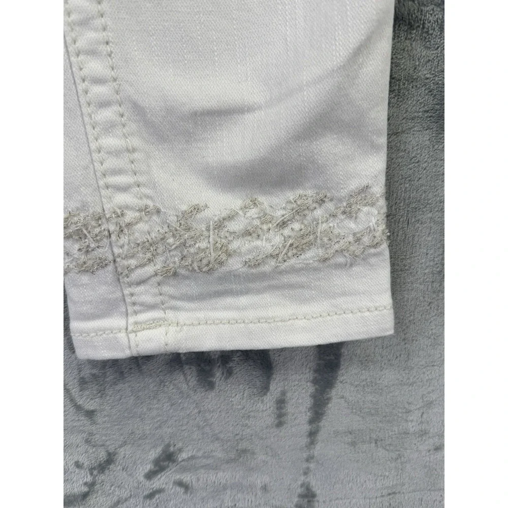 Miss Me White Skinny Jeans Womens 28 Signature Cuffed Rhinestone Distressed